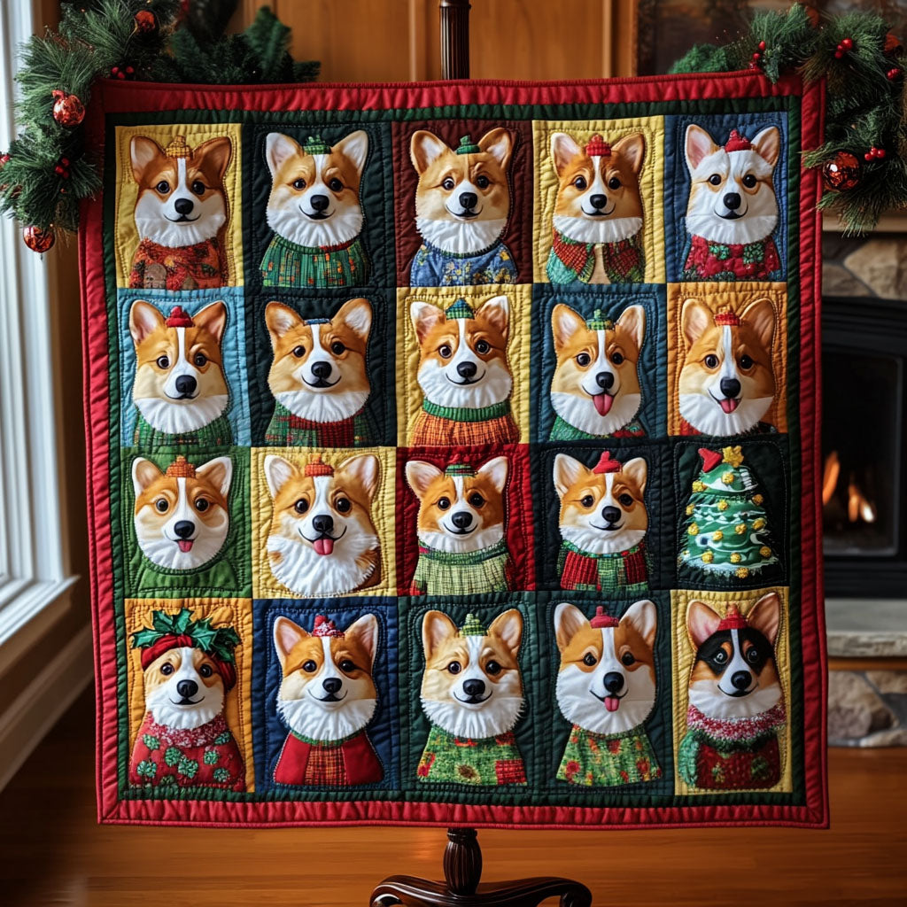 Corgi Christmas Parade Quilted Blanket NCU0PT1461