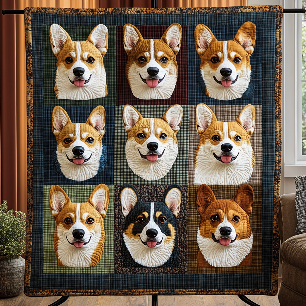 Corgi Crew Quilted Blanket NCU0VH164