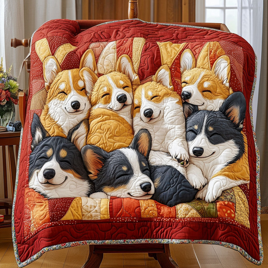 Corgi Cuddle Squad Quilted Blanket NCU0PT1468