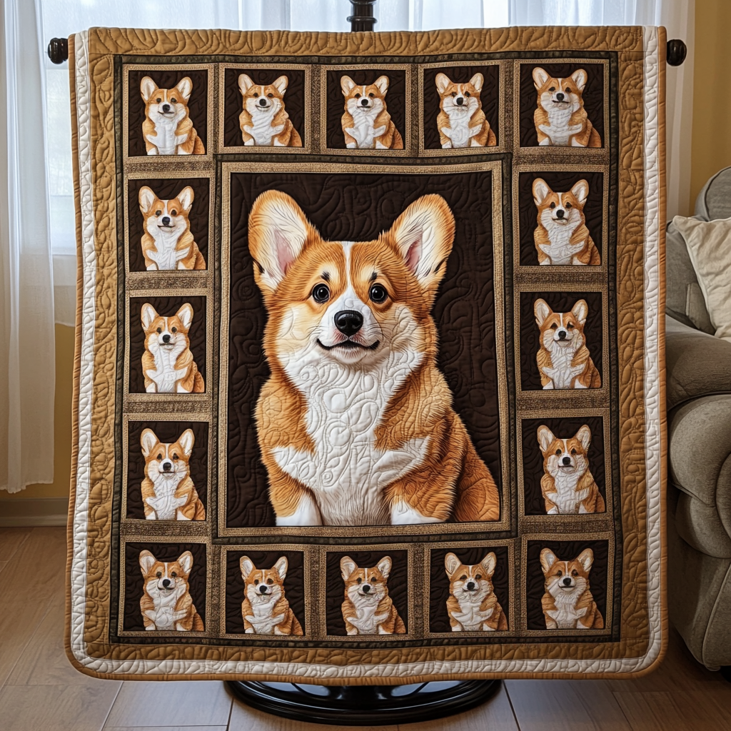 Corgi Delight Quilted Blanket NCU0VH172