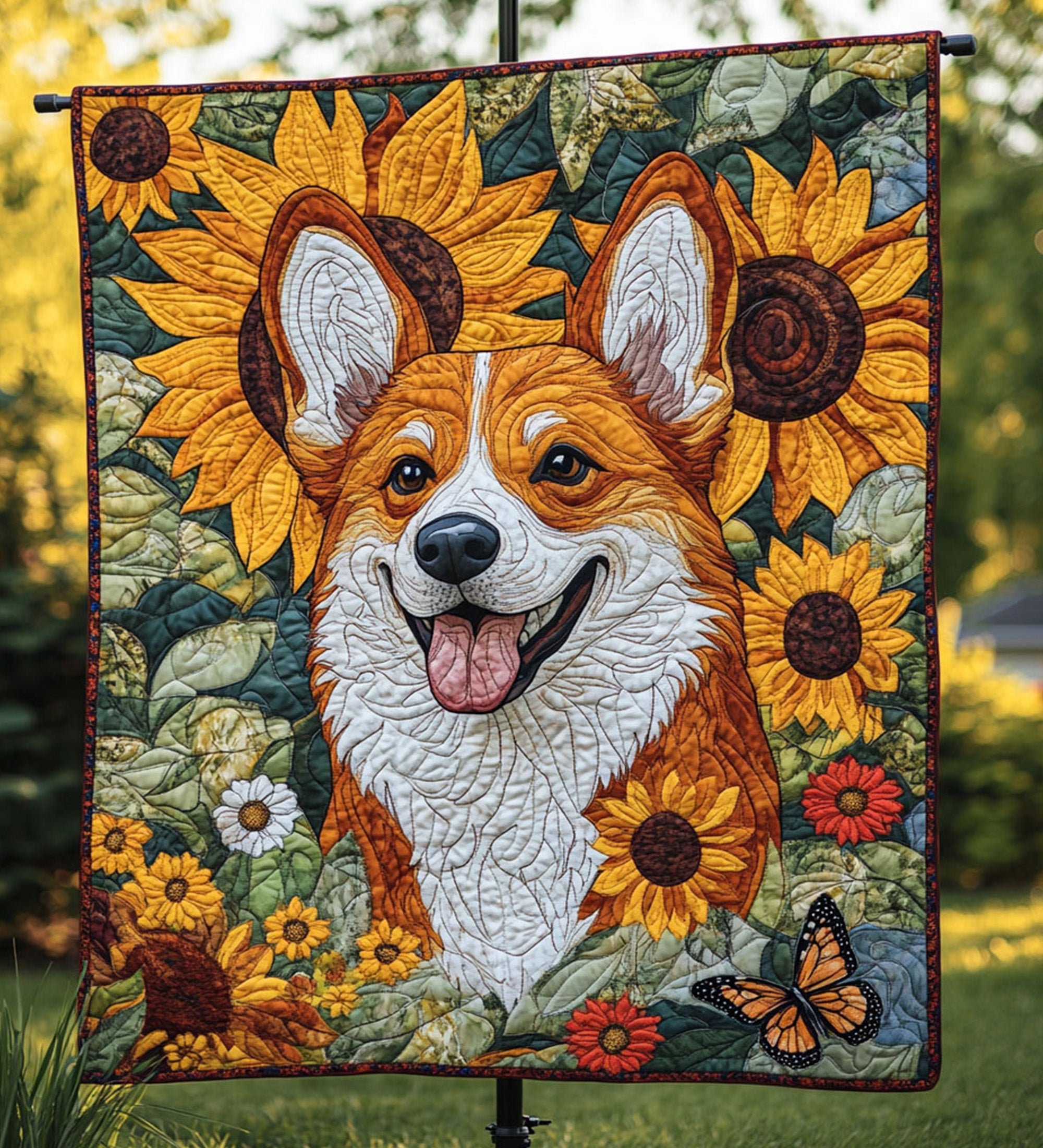 Corgi Field Quilted Blanket NCU0PT912