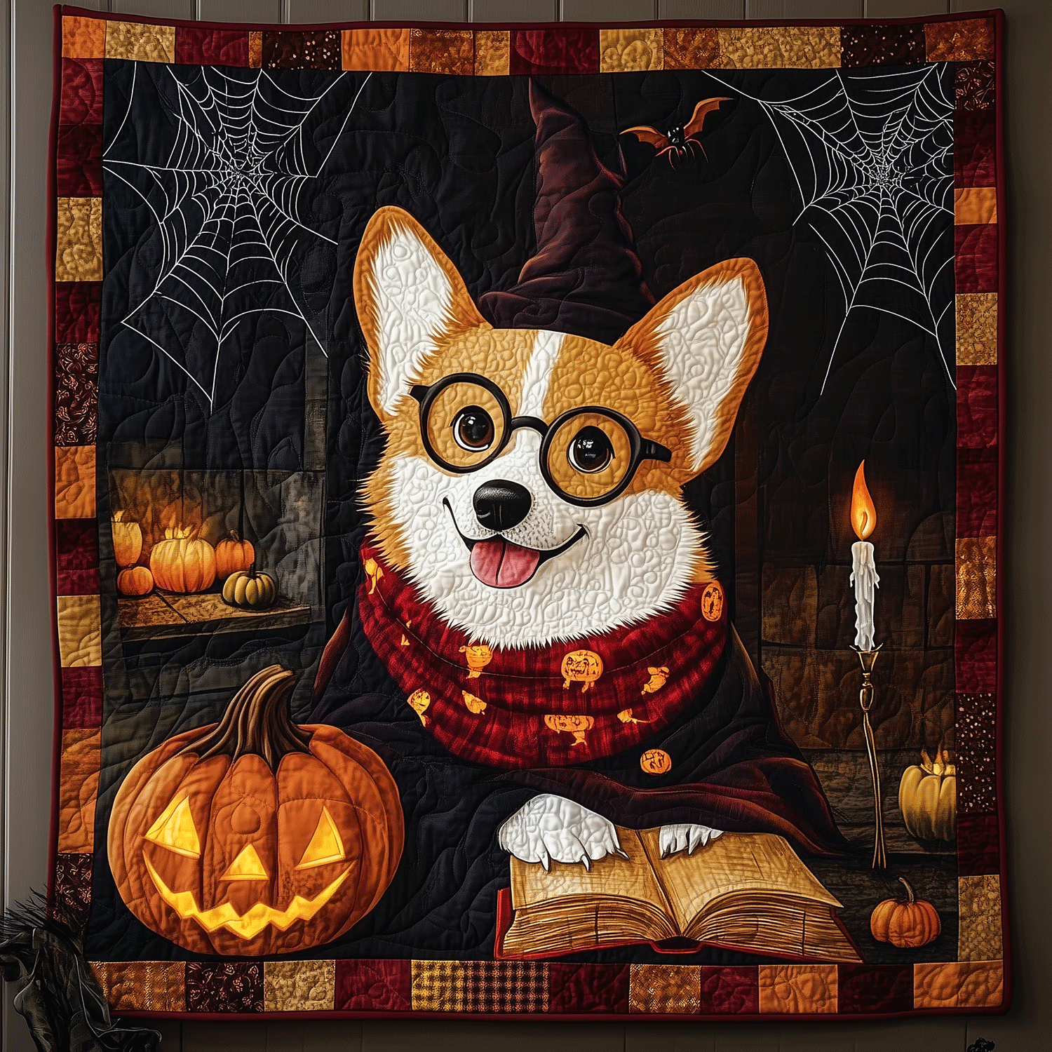 Corgi Haunted Hideaway Quilted Blanket NCU0TH1752