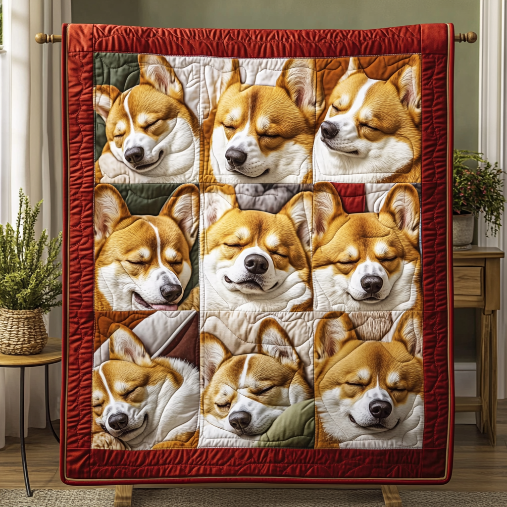 Corgi Hearts Quilted Blanket NCU0VH177