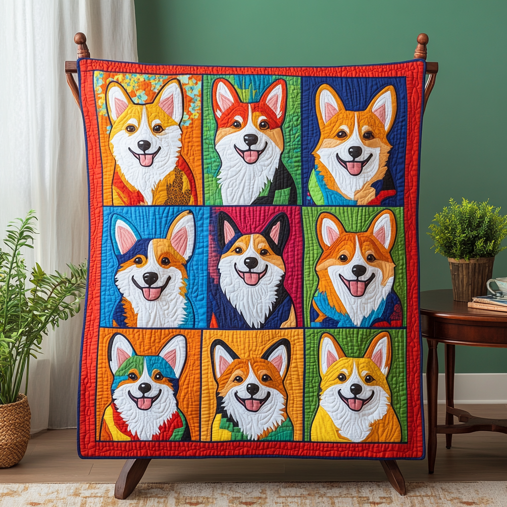 Corgi Joy Quilted Blanket NCU0VH170