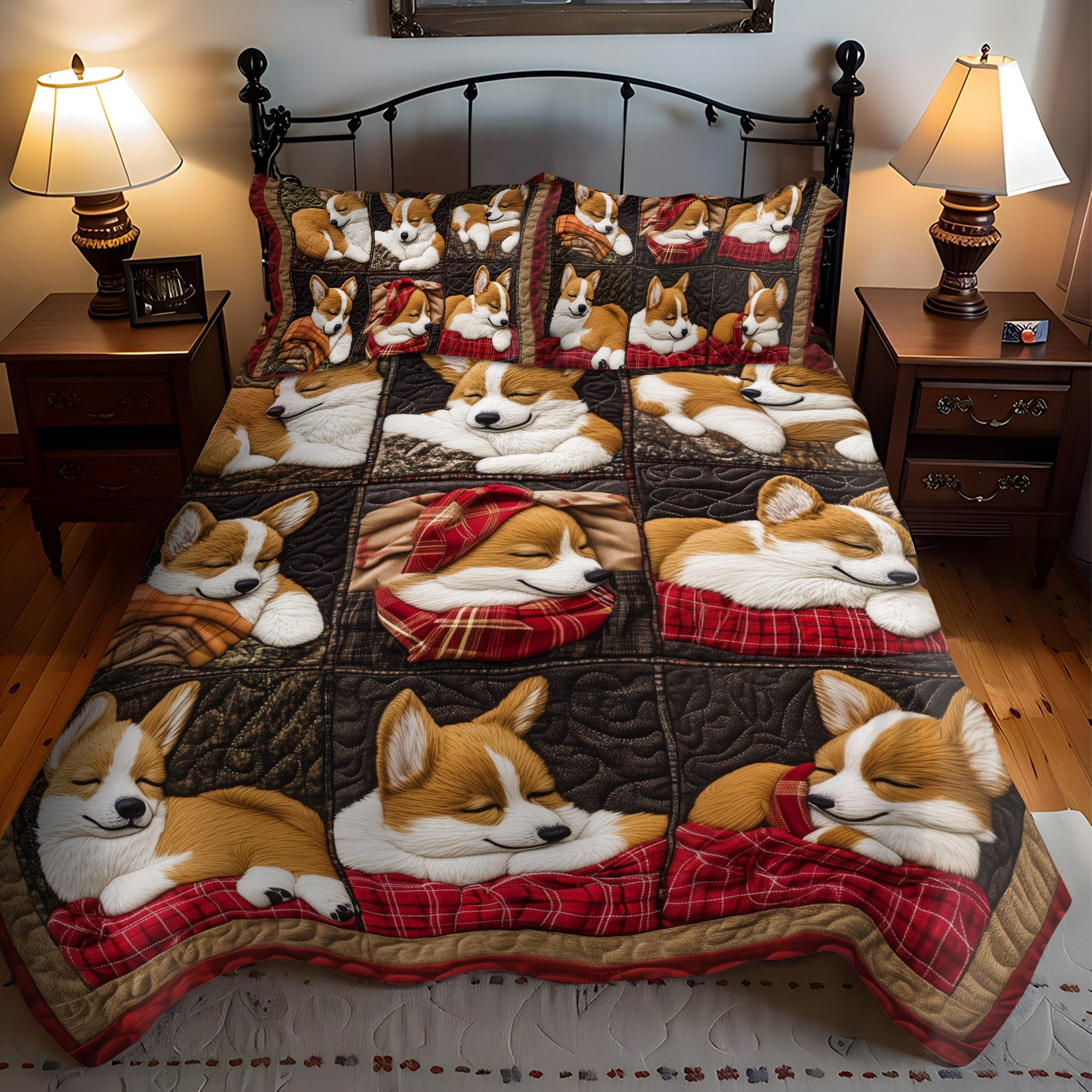 Corgi Joyride 3-Piece Quilted Bedding Set NCU0PT837