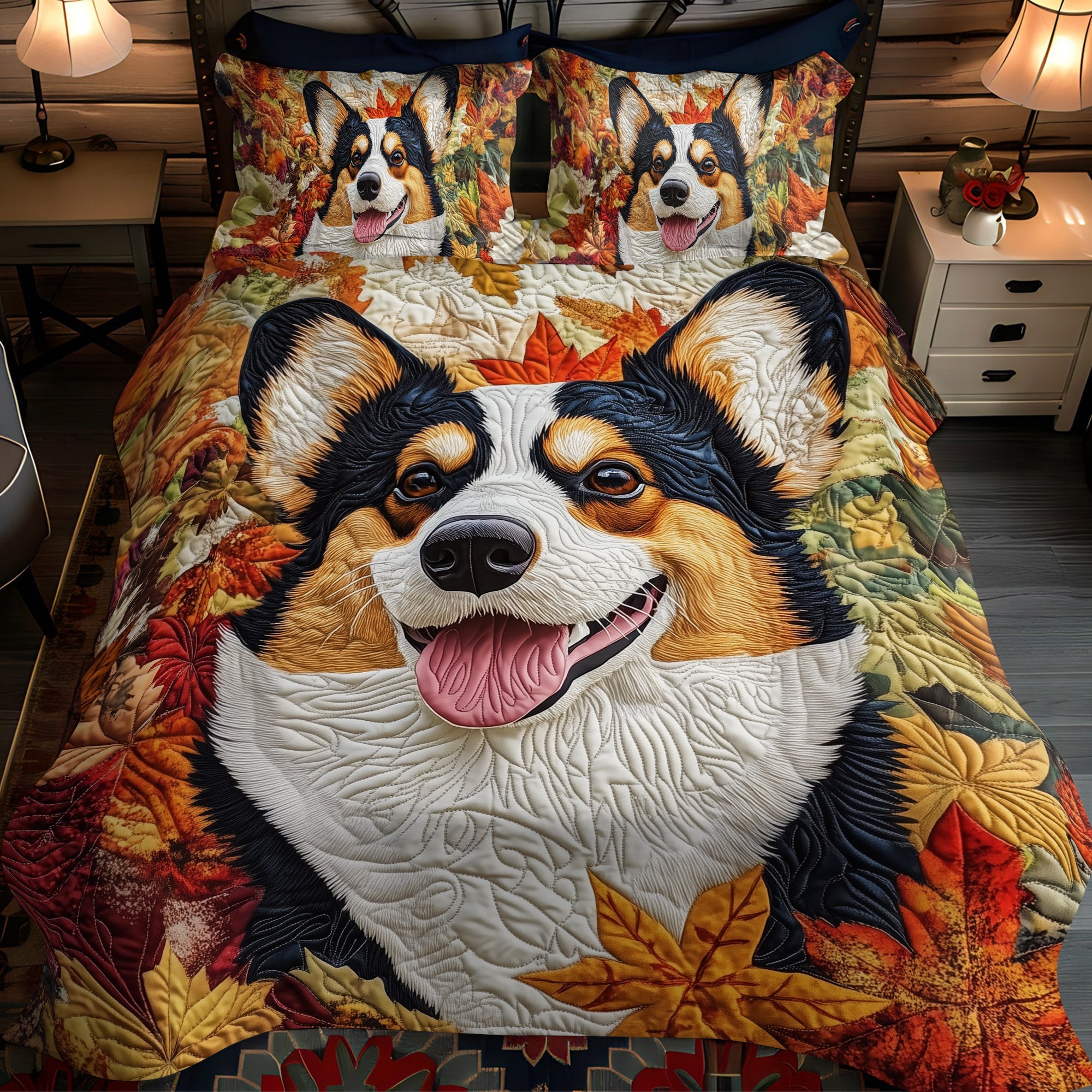 Corgi Love 3-Piece Quilted Bedding Set NCU0PT838