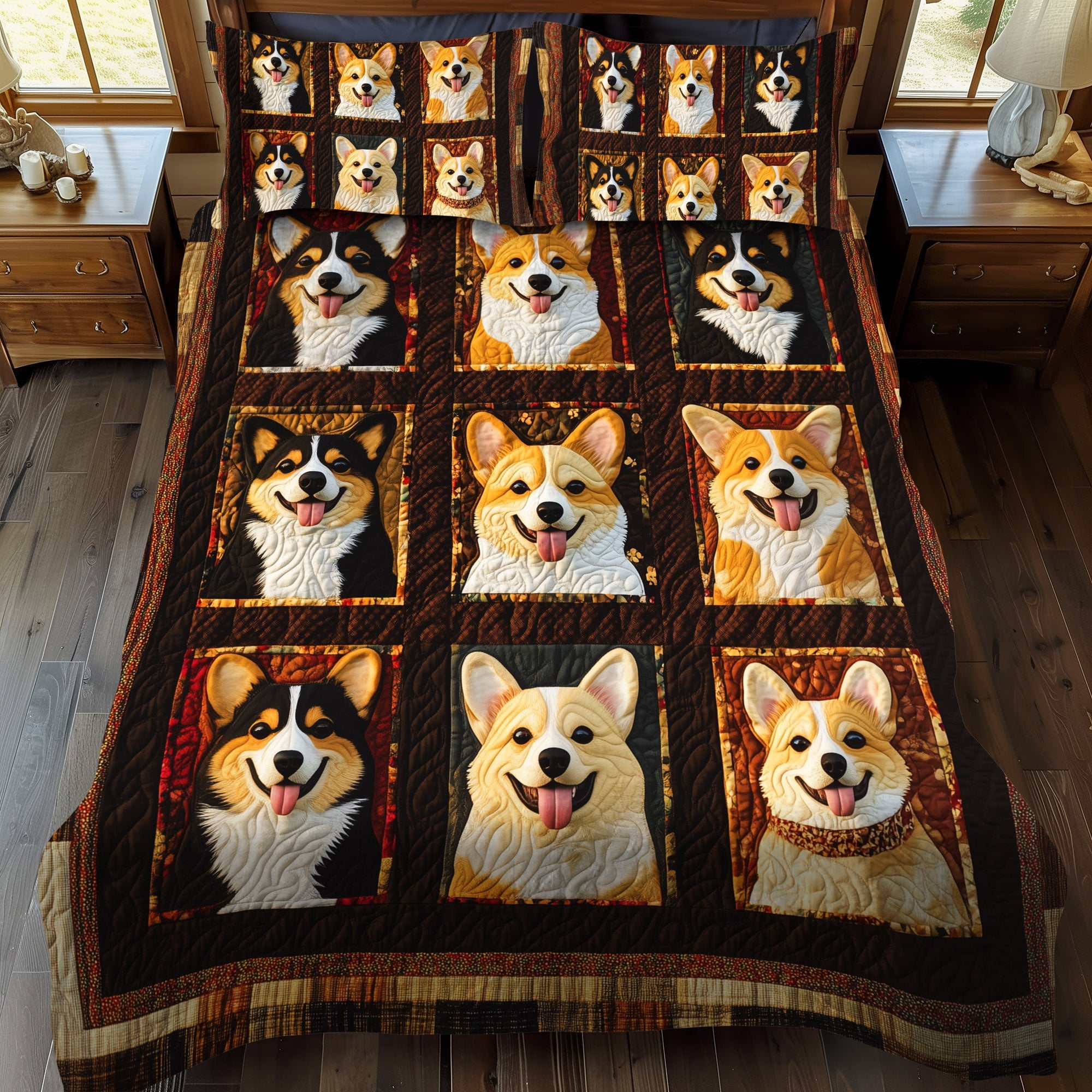 Corgi Playtime 3-Piece Quilted Bedding Set NCU0PT840