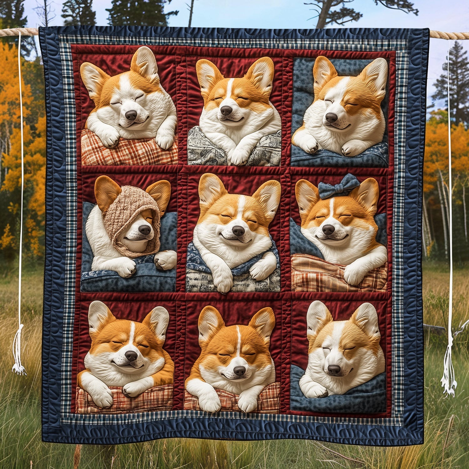 Corgi Smiles Quilted Blanket NCU0PT914