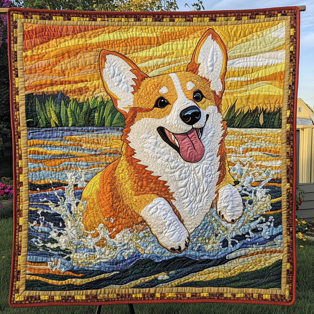 Corgi Stomp Parade Quilted Blanket NCU0DK1406