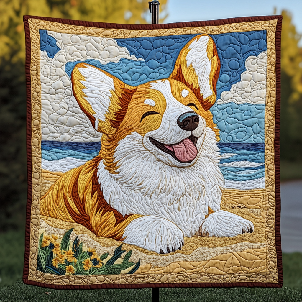 Corgi Sunshine Quilted Blanket NCU0DK1408