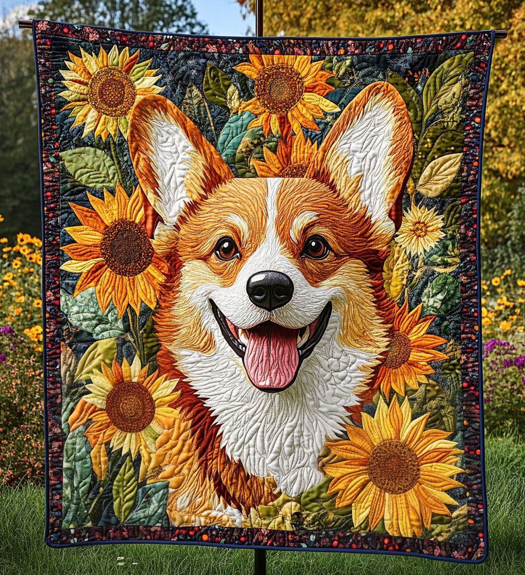 Corgi Sunshine Smiles Quilted Blanket NCU0PT915