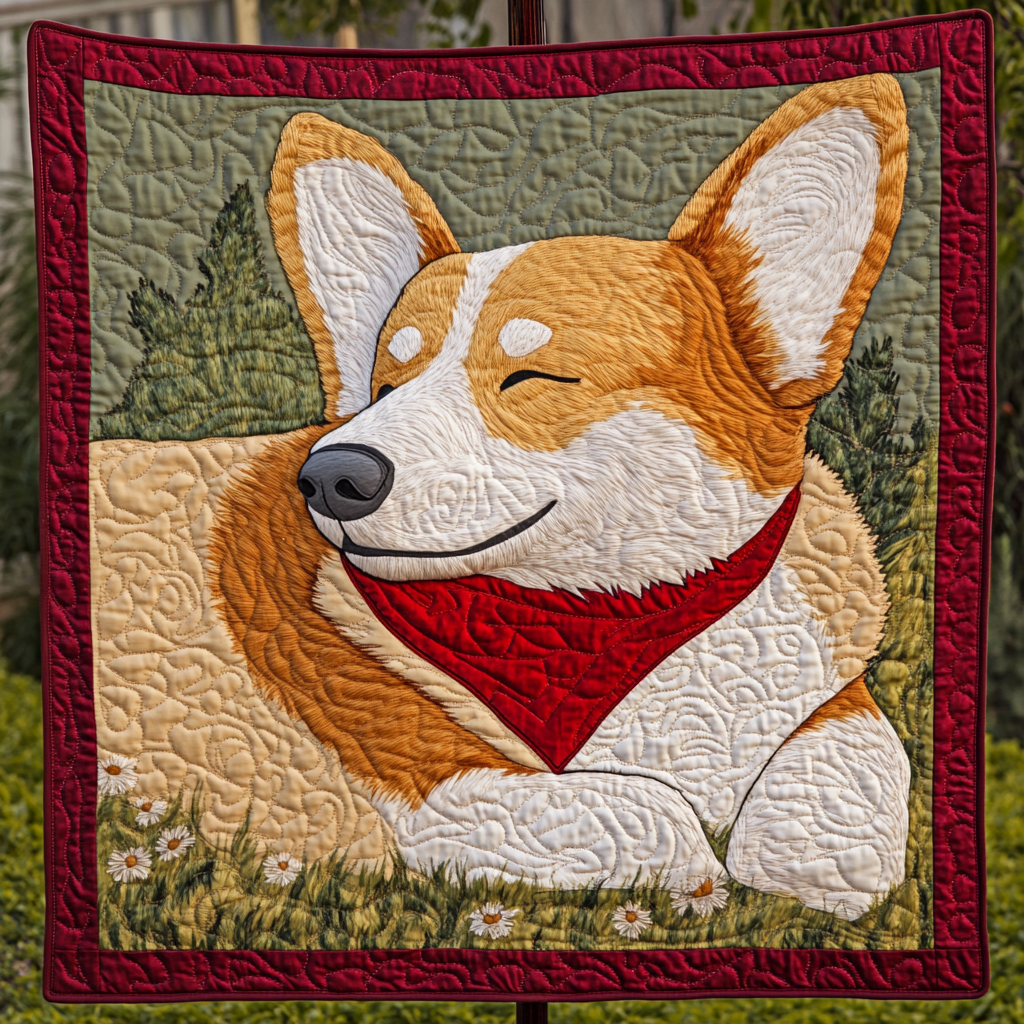 Corgi Tail Wiggles Quilted Blanket NCU0DK1404