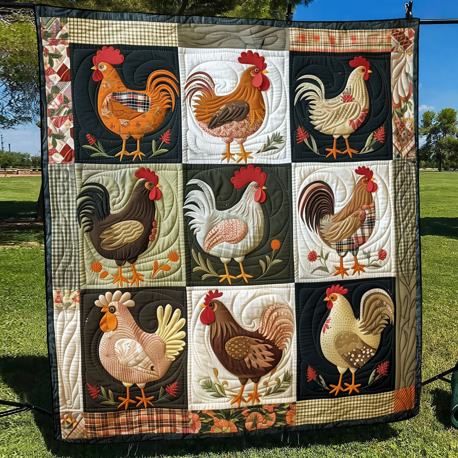 Cottage Hens Quilted Blanket NCU0TH970