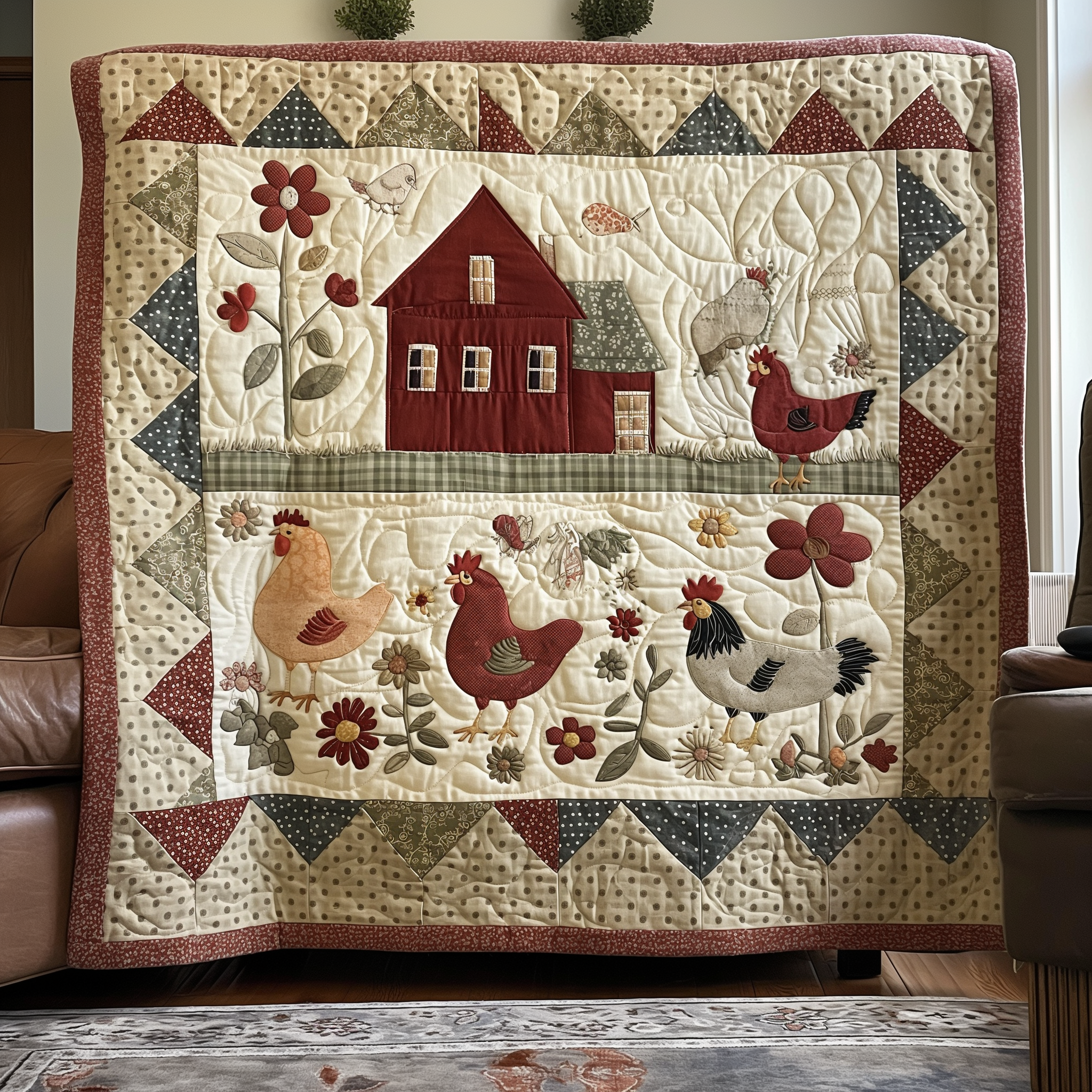 Country Garden Chicken Quilted Blanket NCU0TL243