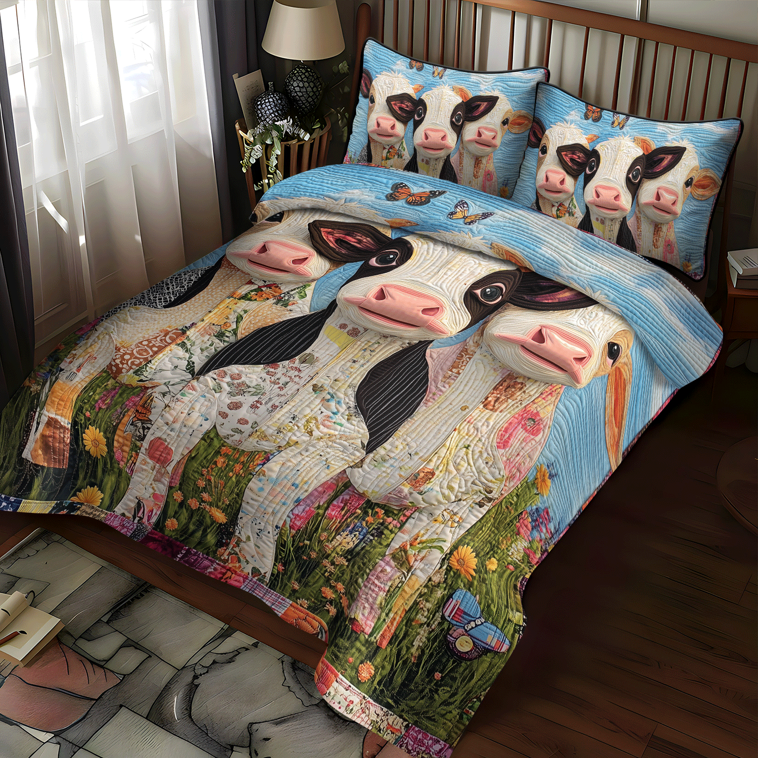 Cow Cuddles 3-Piece Quilted Bedding Set NCU0TH1385