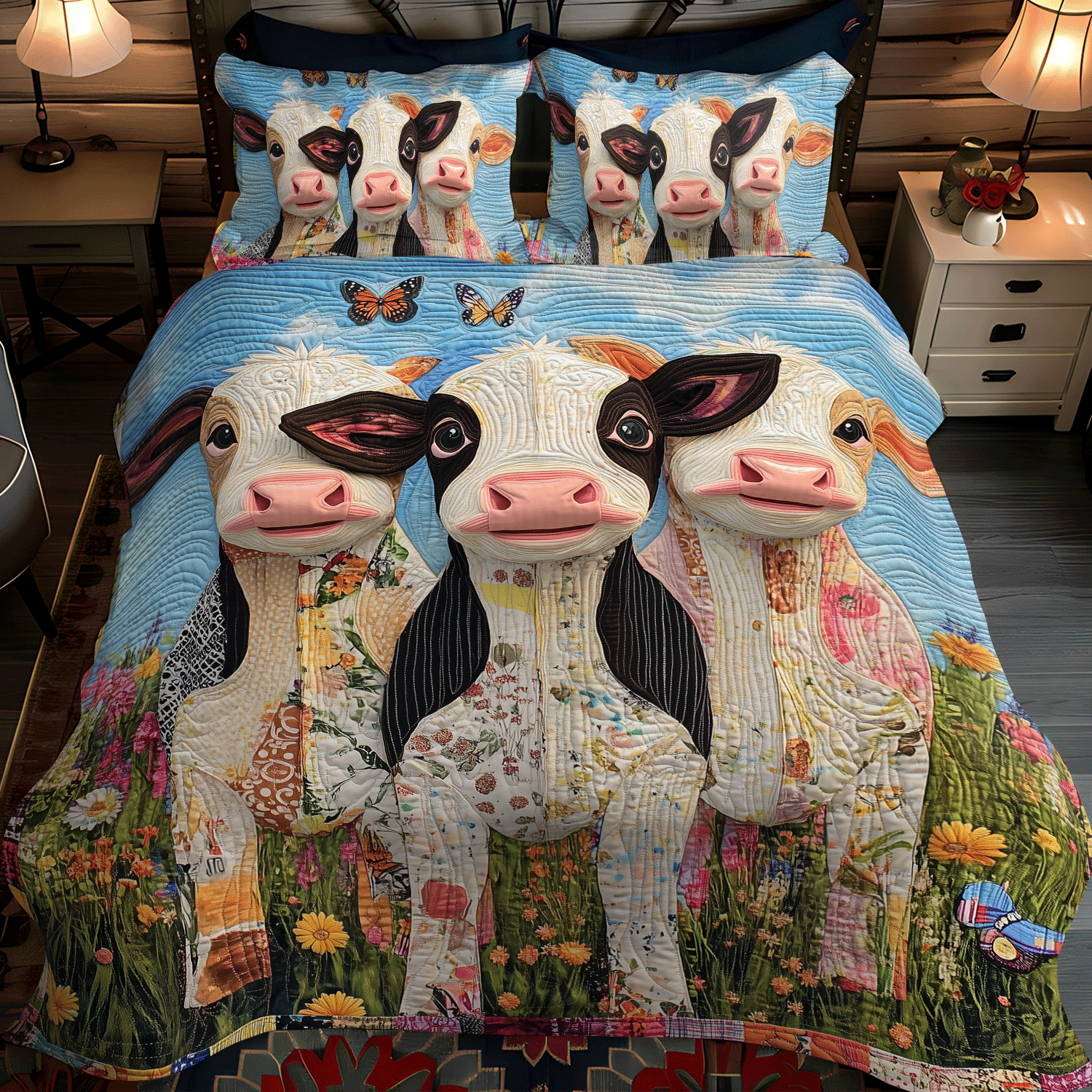 Cow Cuddles 3-Piece Quilted Bedding Set NCU0TH1385