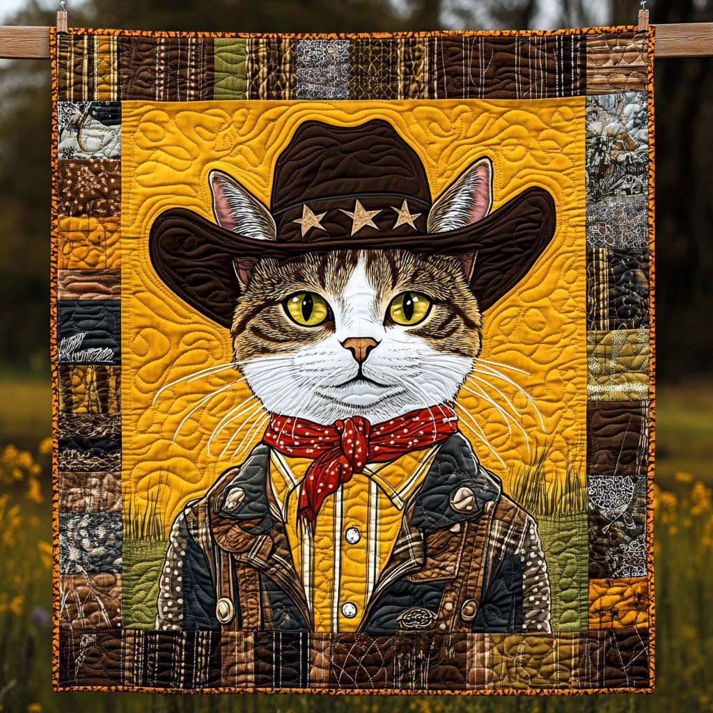 Cowboy Kitty Quilted Blanket NCU0NT1010