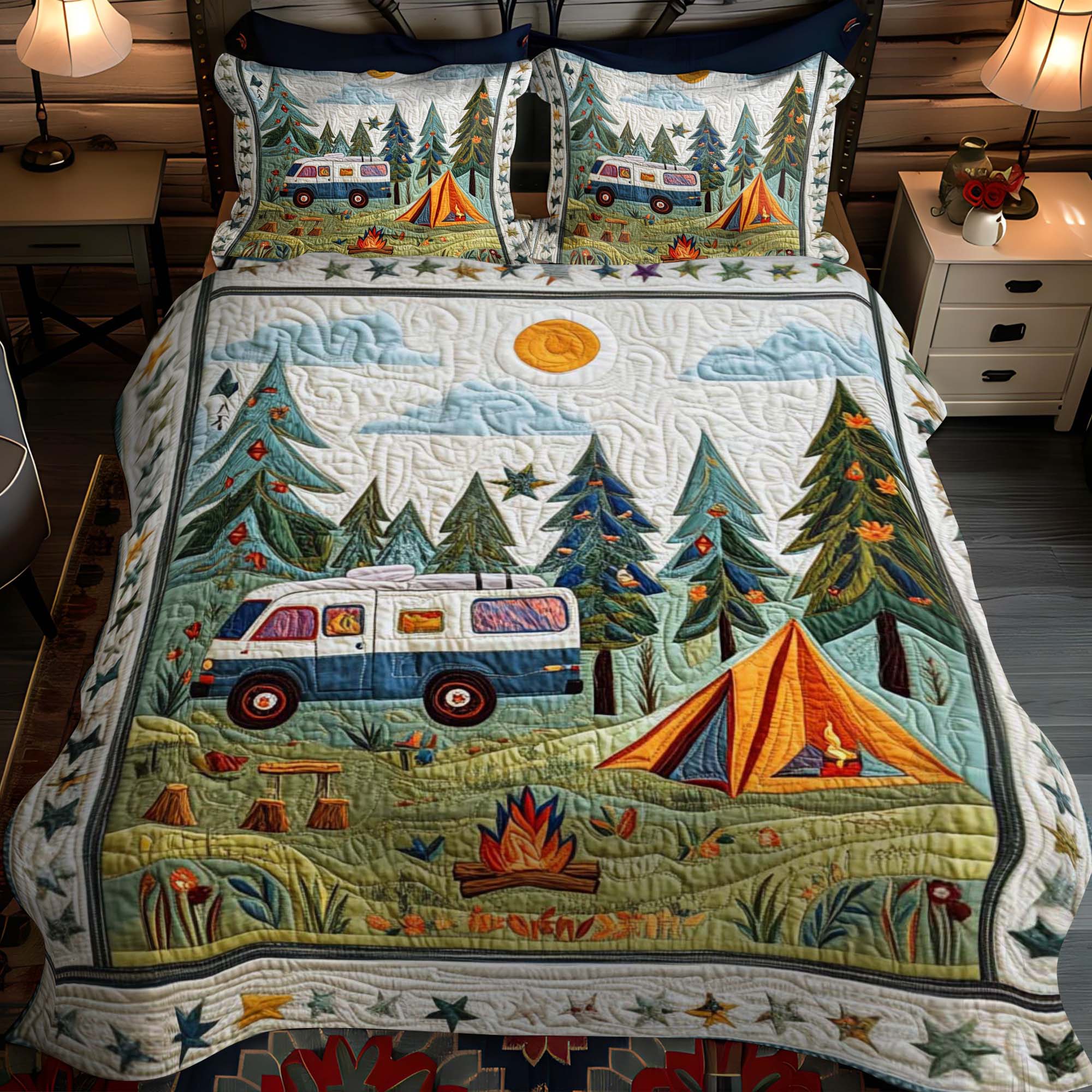 Cozy Campout 3-Piece Quilted Bedding Set NCU0NT626