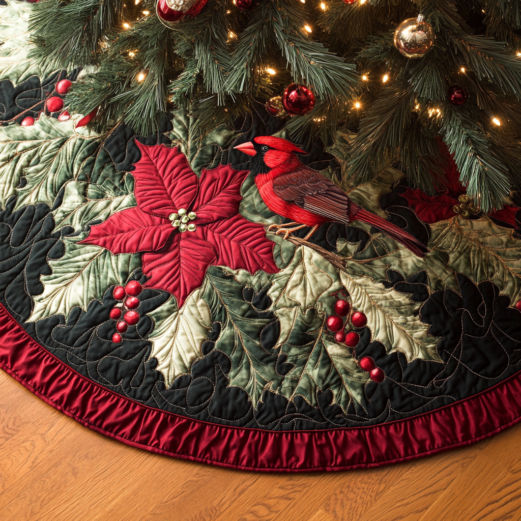 Cozy Cardinal Quilted Tree Skirt NCU0VH024