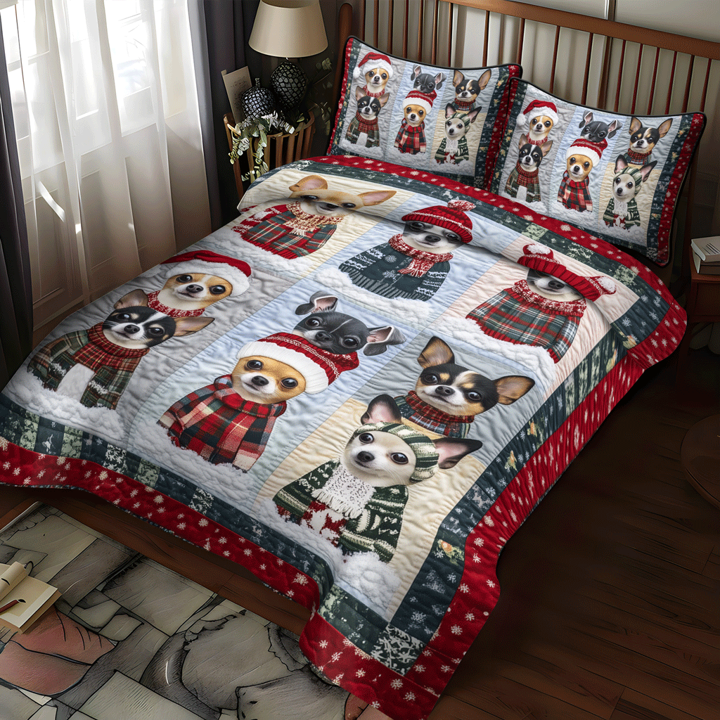 Cozy Chi Christmas 3-Piece Quilted Bedding Set NCU0TH2038