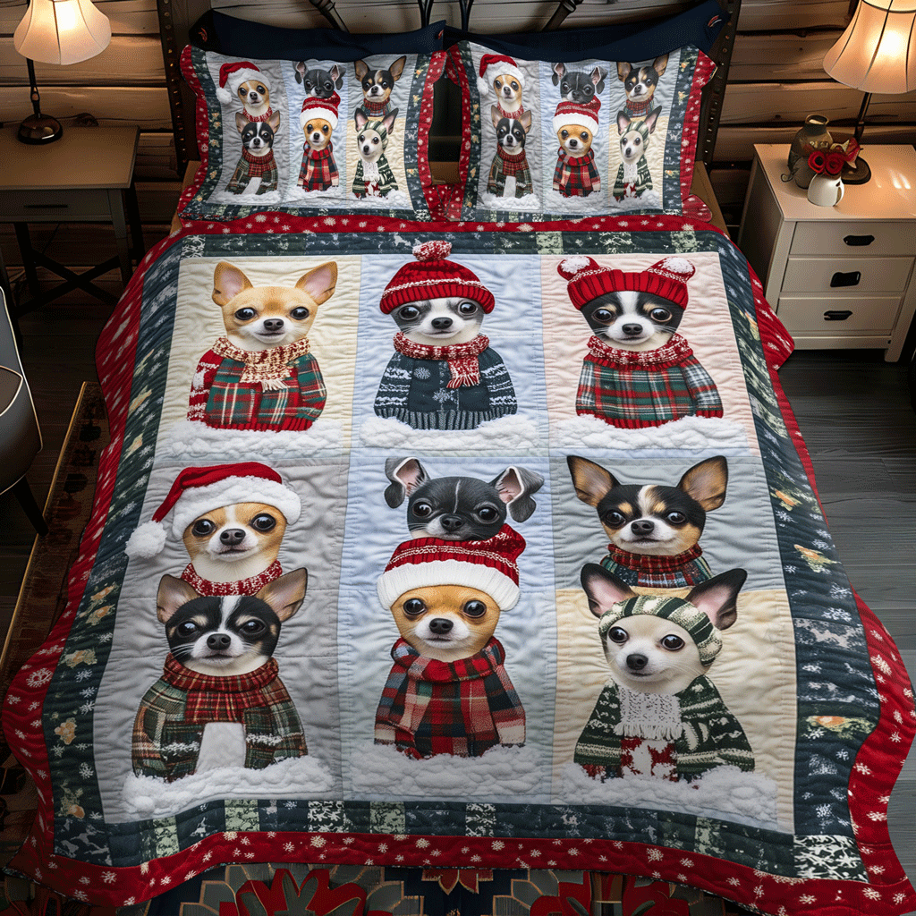 Cozy Chi Christmas 3-Piece Quilted Bedding Set NCU0TH2038