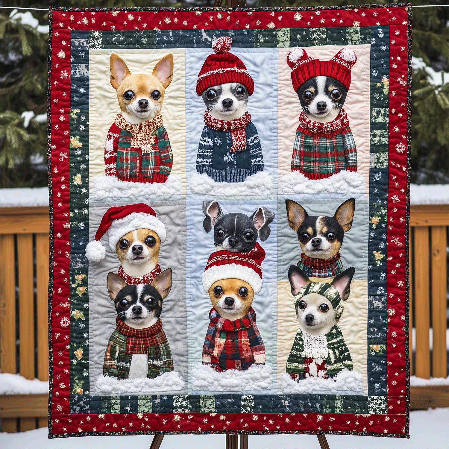 Cozy Chi Christmas Art Quilt Hanging NCU0TH1615