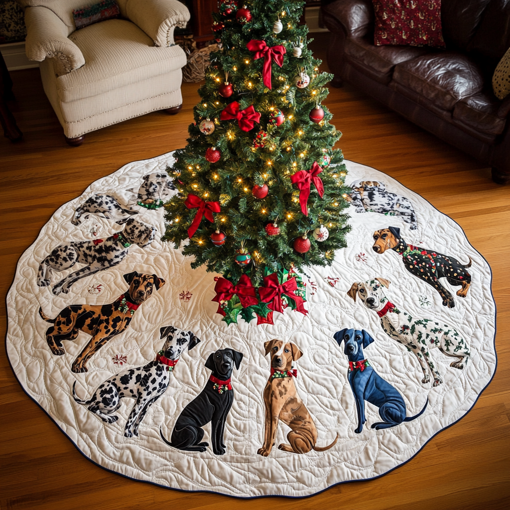 Cozy Christmas Dane Christmas Quilted Tree Skirt NCU0DV1464