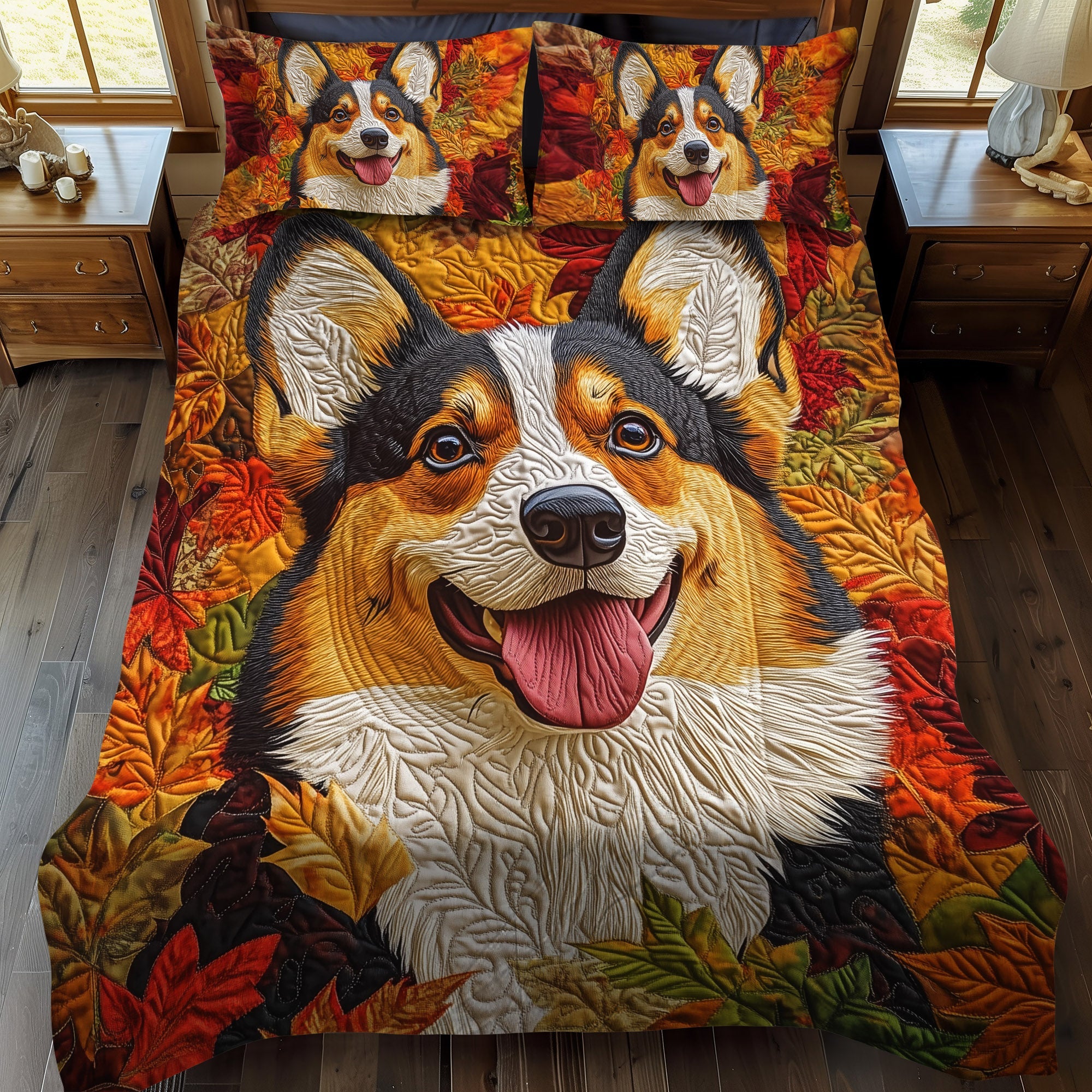 Cozy Corgi 3-Piece Quilted Bedding Set NCU0PT842