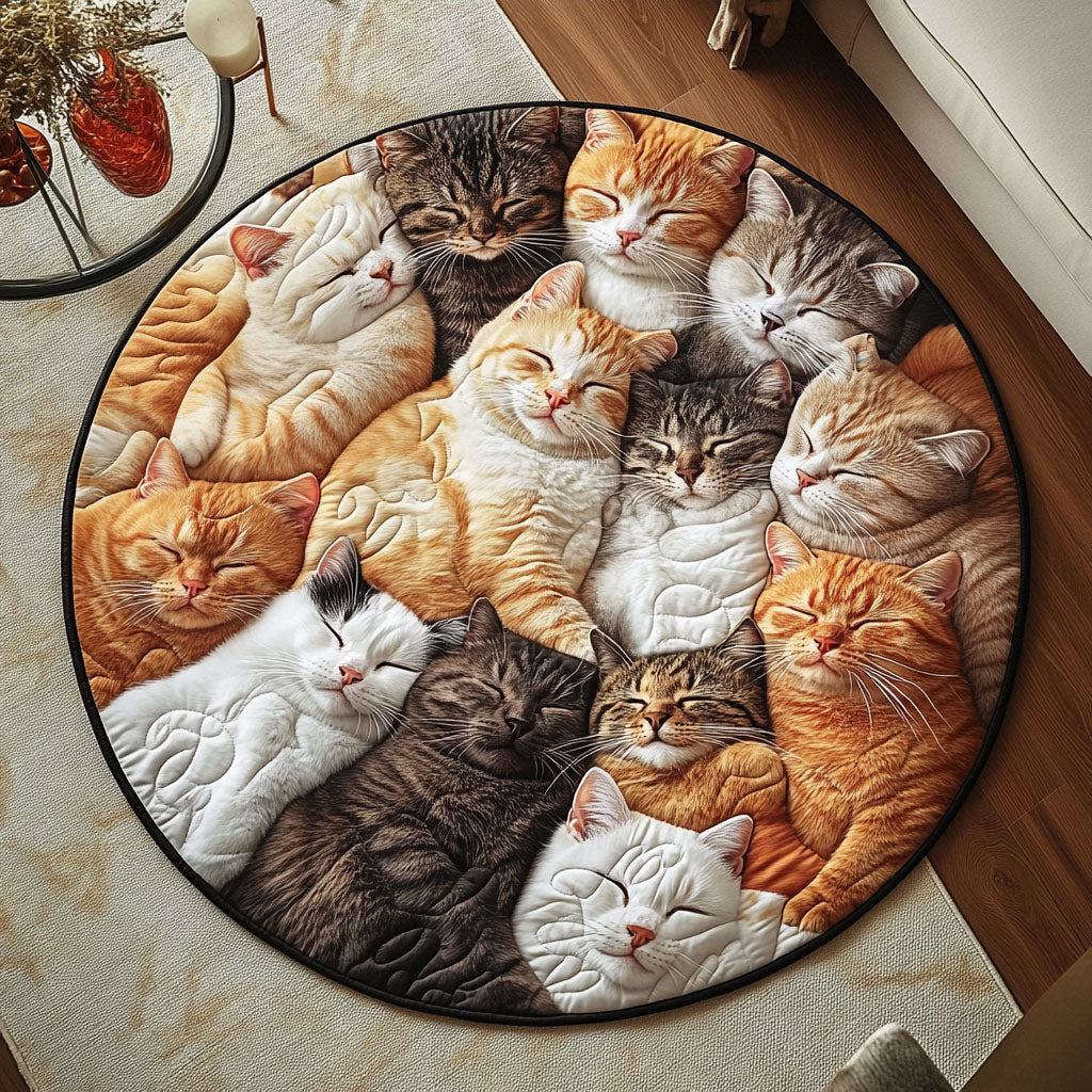 Cozy Kittens Wheel Quilted Round Mat NCU0PT1065