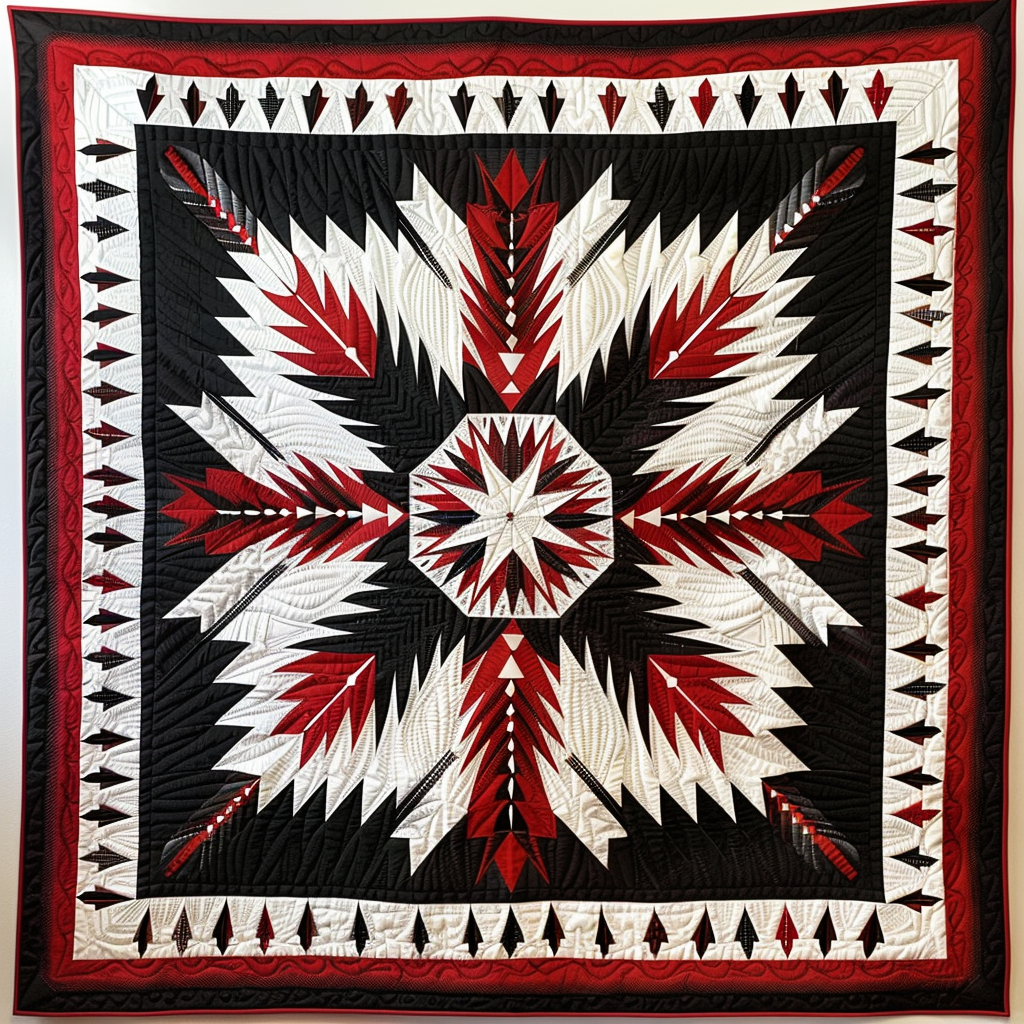 Crimson Feather Quilted Blanket NCU0TH694