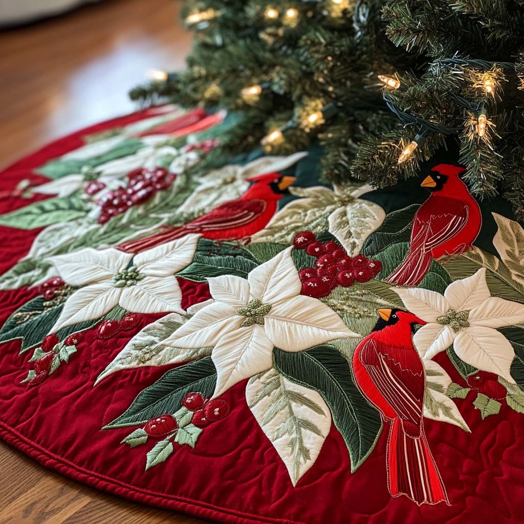 Crimson Carol Christmas Quilted Tree Skirt NCU0NT1320