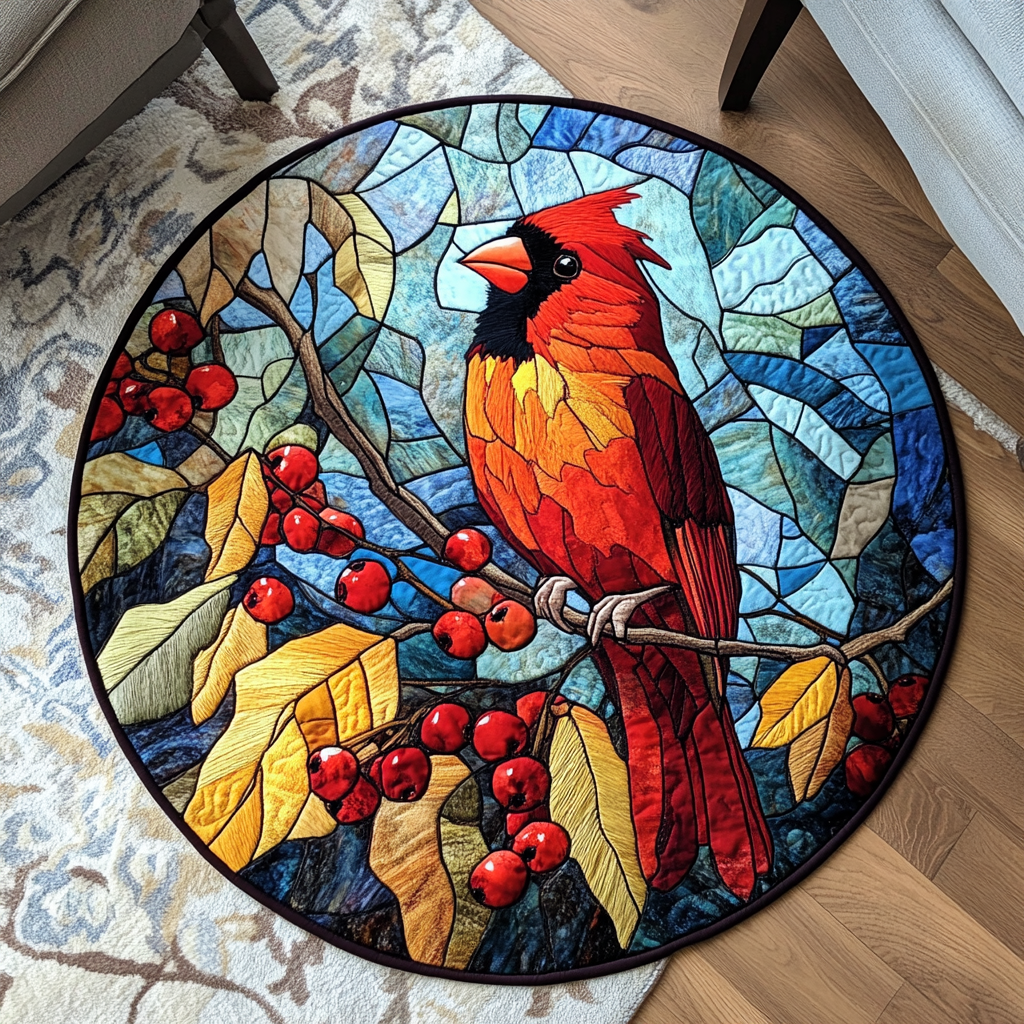 Crimson Serenade Quilted Round Mat NCU0DK1076