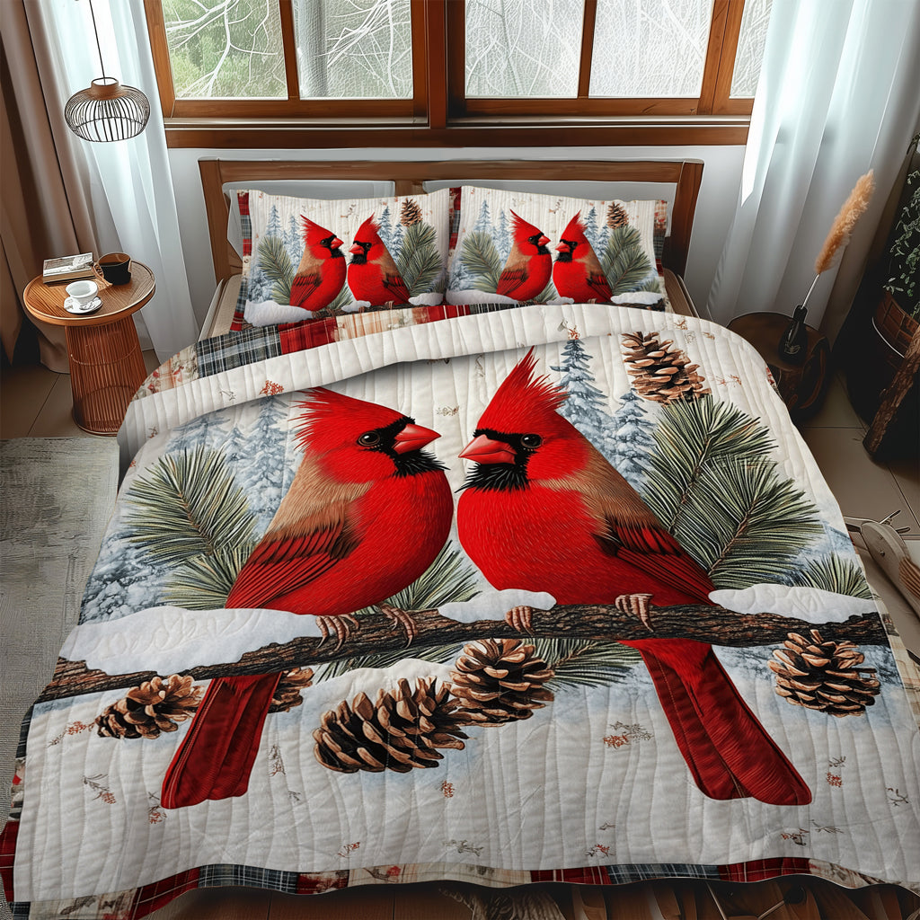 Crimson Winter 3-Piece Quilted Bedding Set NCU0TL1502