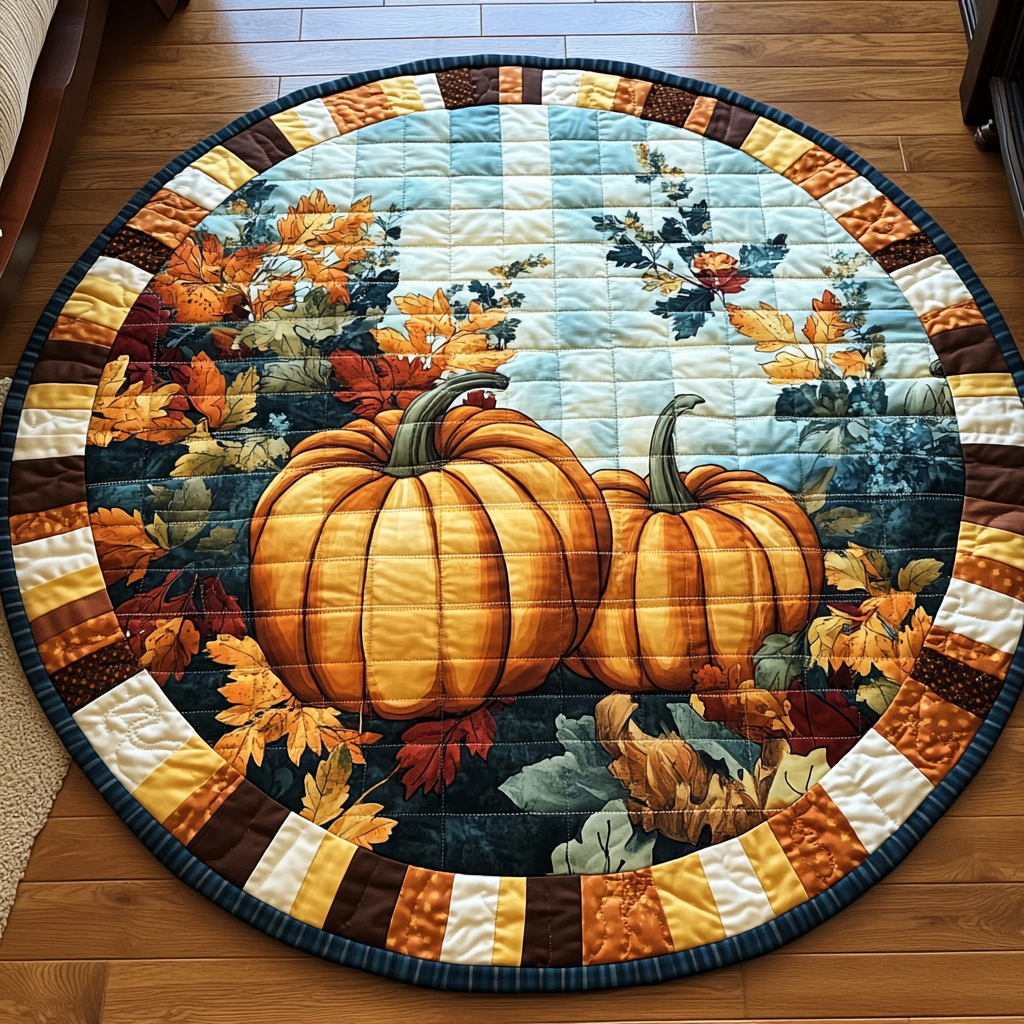 Crisp Leaves Quilted Round Mat NCU0TL1380