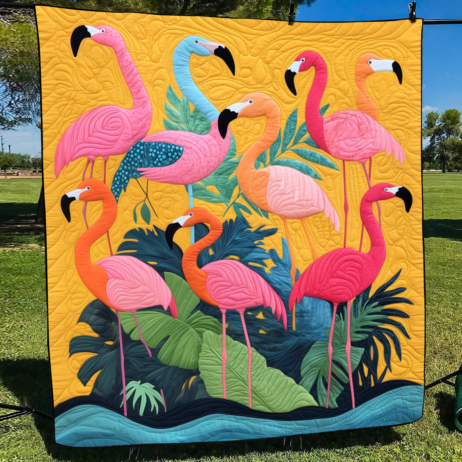 Cuddly Flamingo Quilted Blanket NCU0VL470