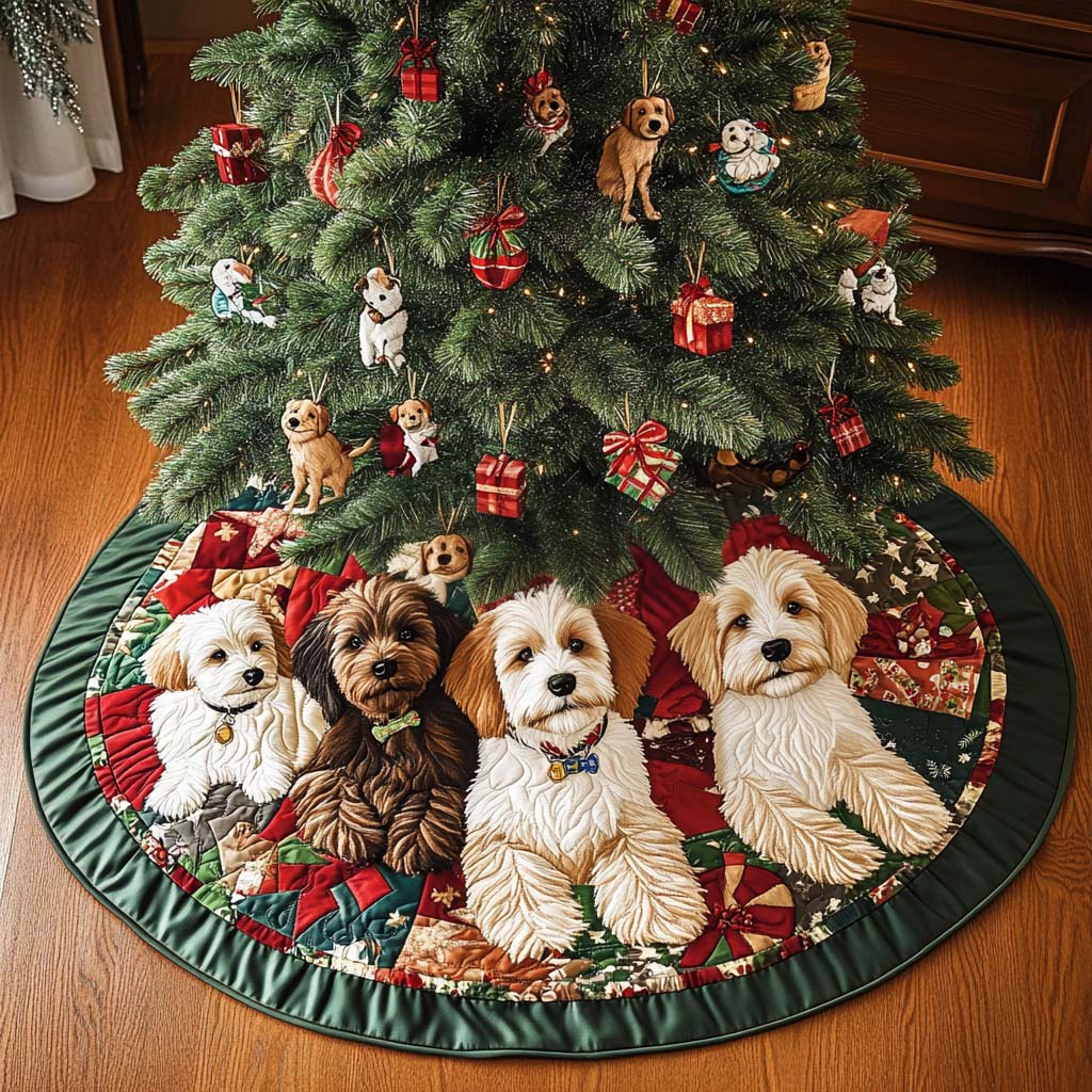 Cuddly Labradoodle Christmas Quilted Tree Skirt NCU0NT1698