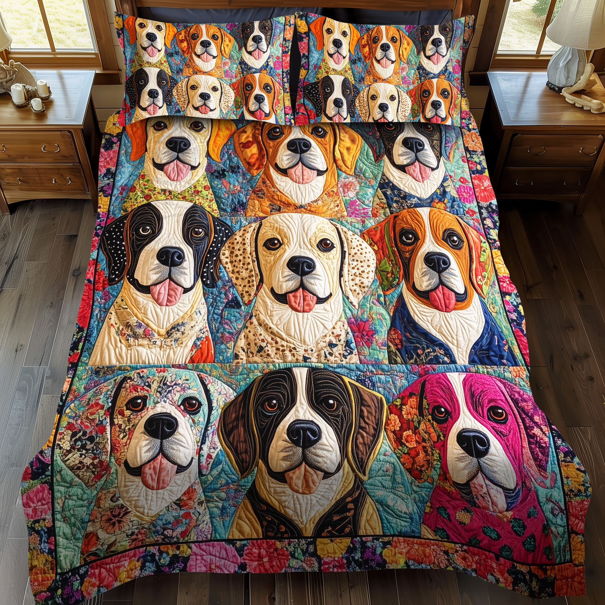 Cute Beagles 3-Piece Quilted Bedding Set NCU0VL417