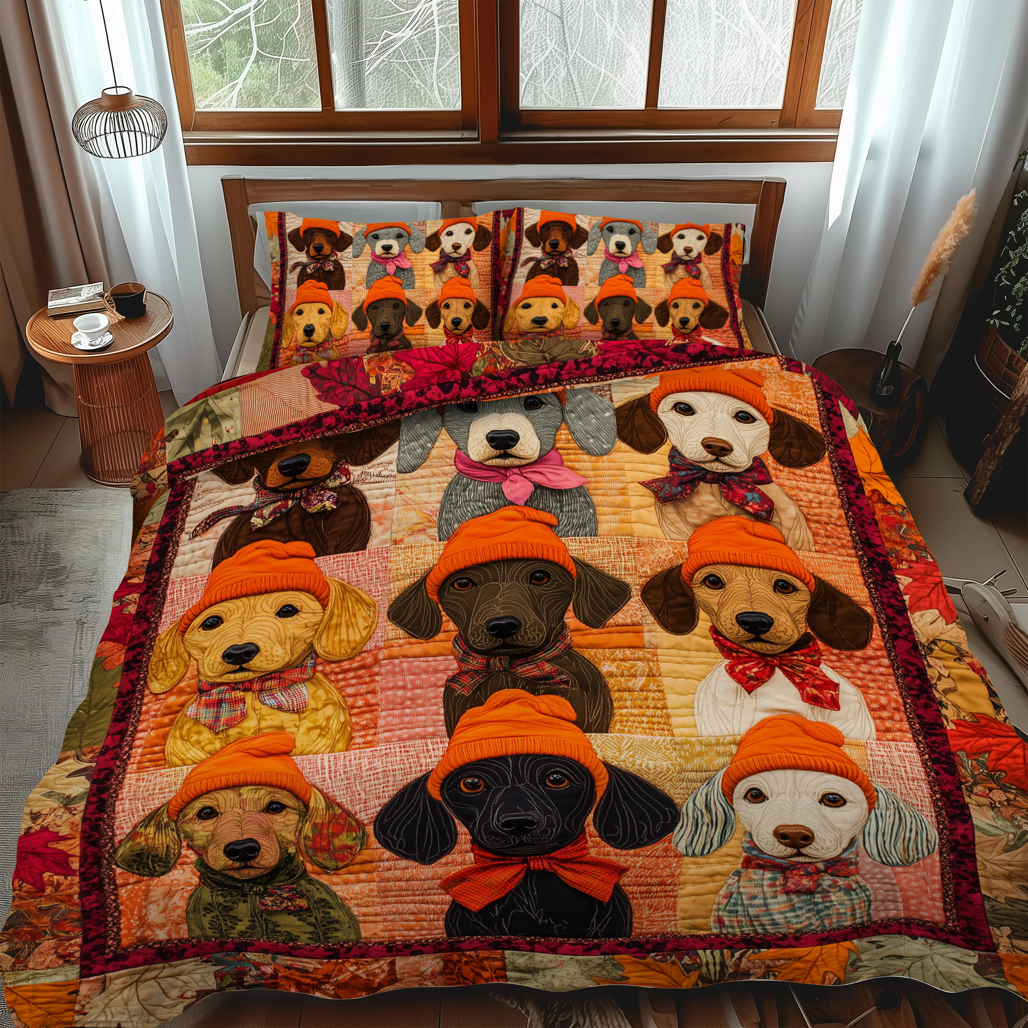 Cute Dachshunds 3-Piece Quilted Bedding Set NCU0VL441