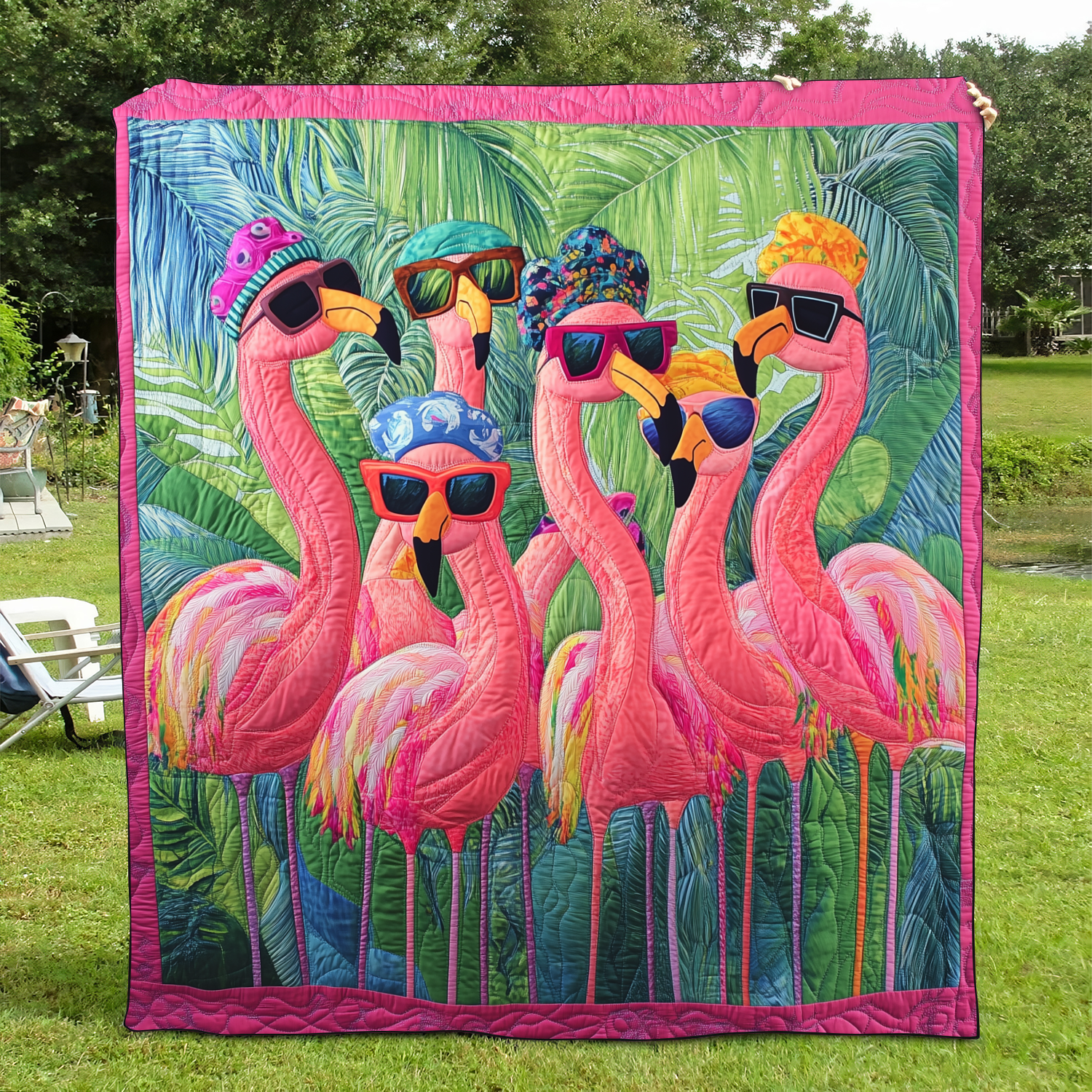 Cute Flamingo Quilted Blanket NCU0VL474