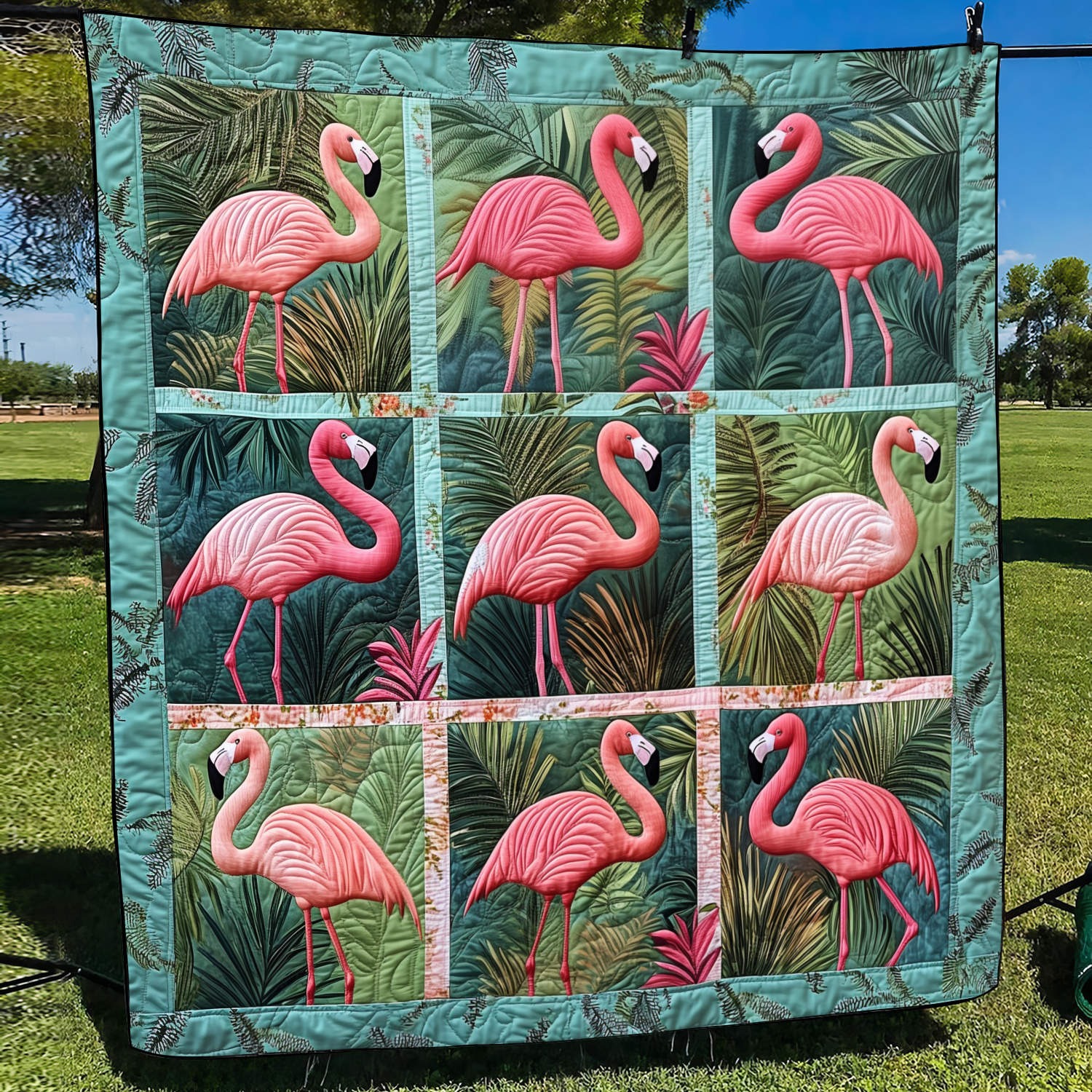 Cute Flamingo Quilted Blanket NCU0VL560