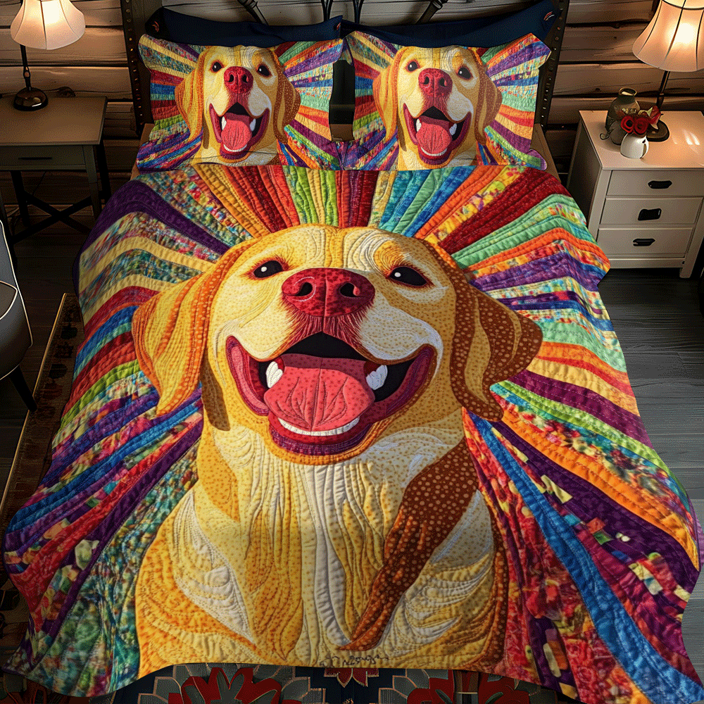 Cute Labrador Portraits 3-Piece Quilted Bedding Set NCU0PD548