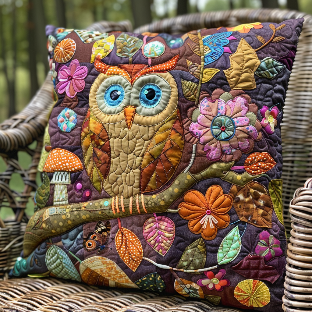 Cute Owl Quilted Pillow Case NCU0VL162