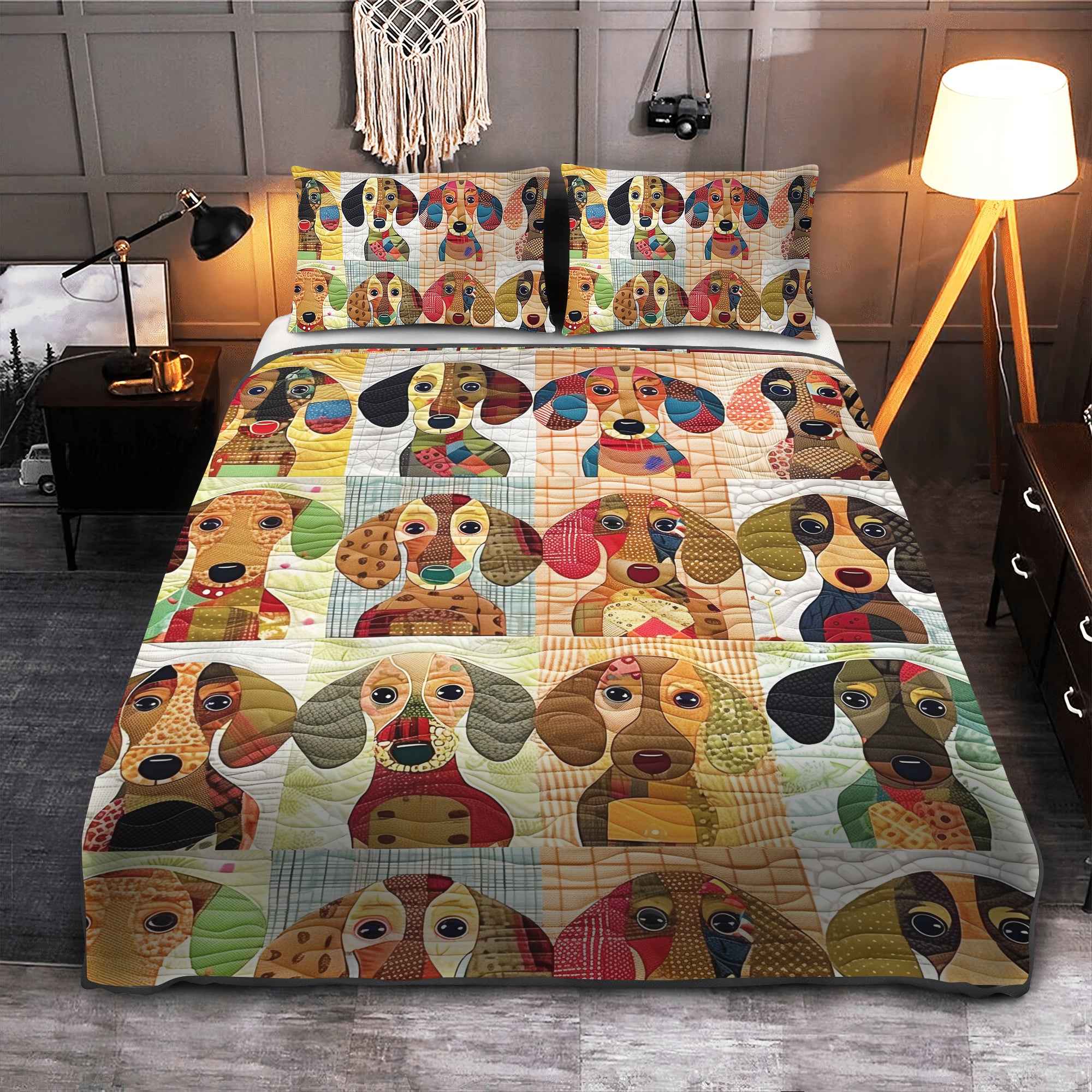 Dachshund Dreamland 3-Piece Quilted Bedding Set NCU0DV053