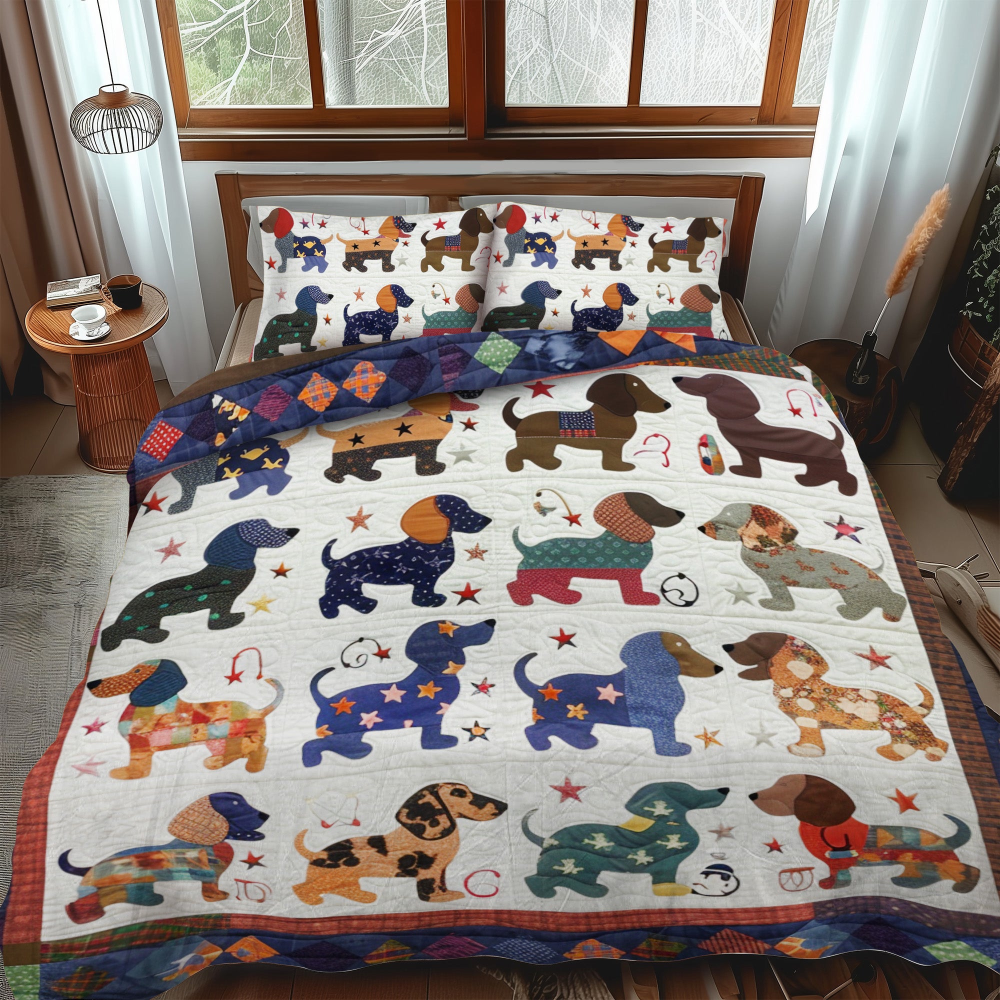 Dachshund Dreams 3-Piece Quilted Bedding Set NCU0DV058