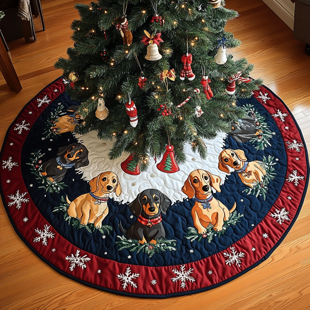 Dachshund Christmas Charm Christmas Quilted Tree Skirt NCU0DK1840