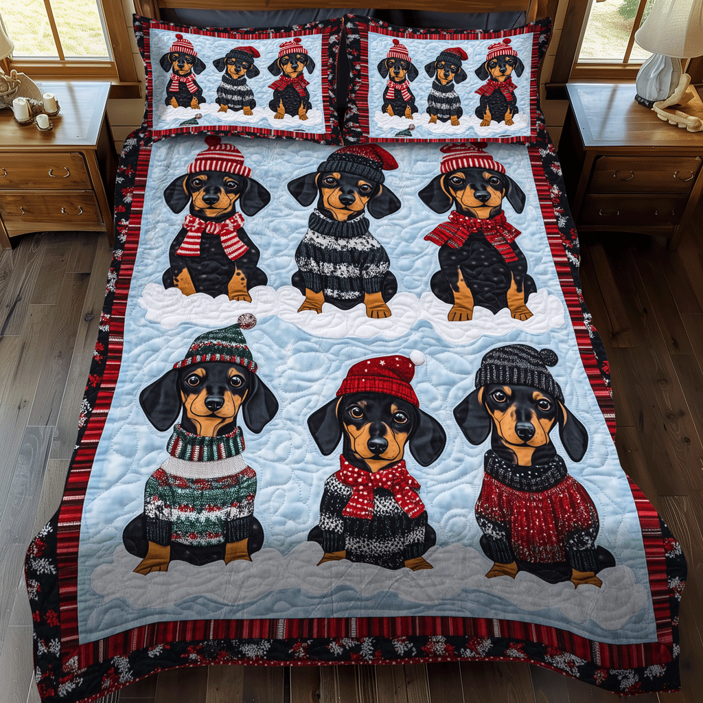 Dachshund Dreams 3-Piece Quilted Bedding Set NCU0TH1676