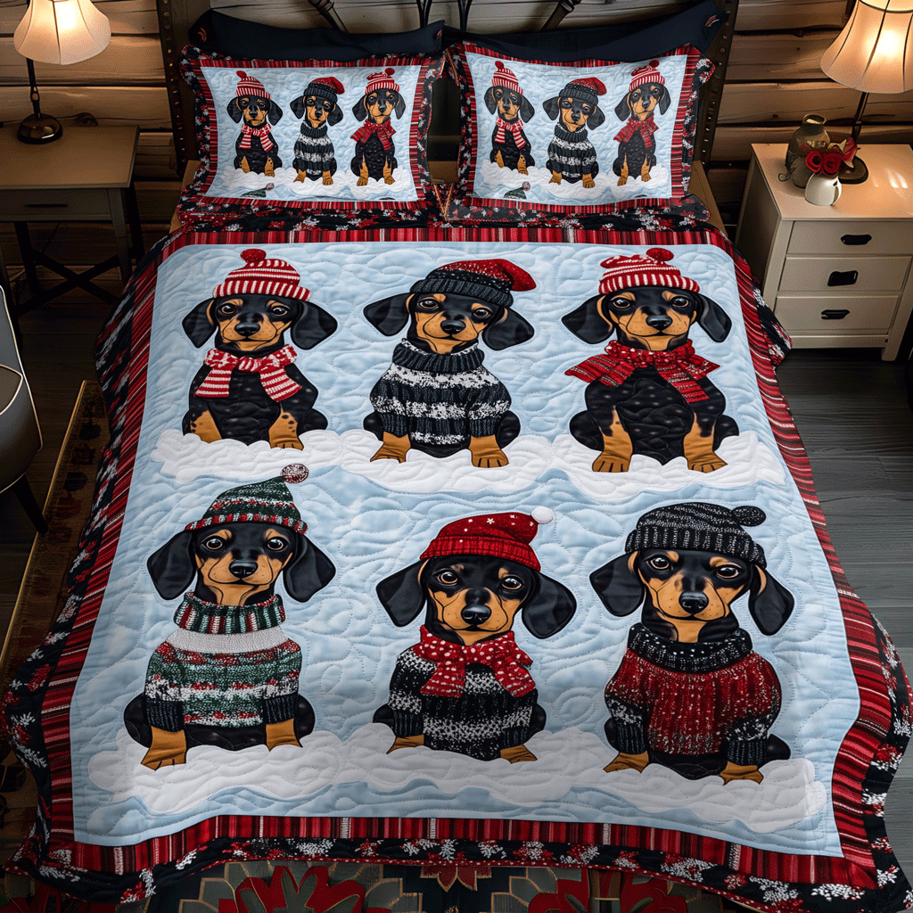 Dachshund Dreams 3-Piece Quilted Bedding Set NCU0TH1676