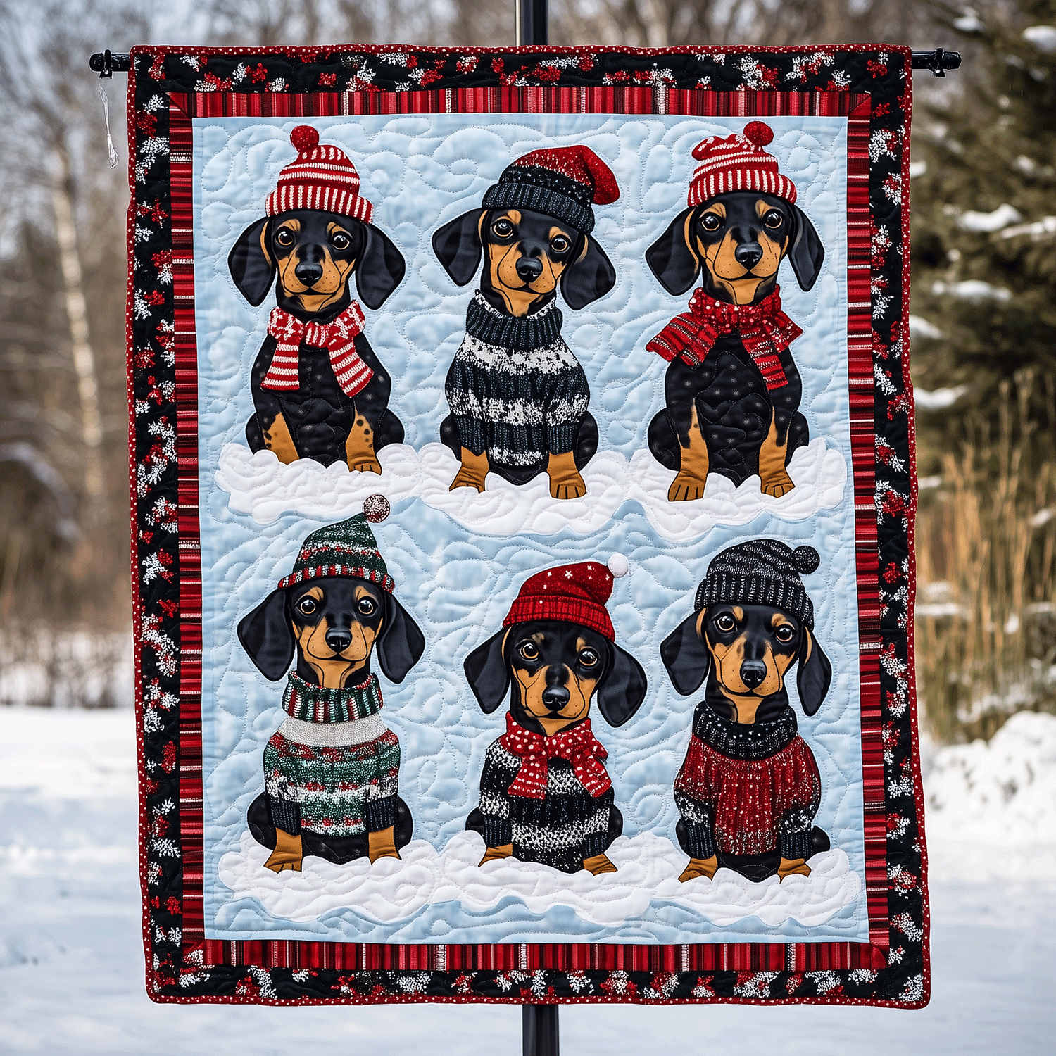 Dachshund Dreams Art Quilt Hanging NCU0TH1576