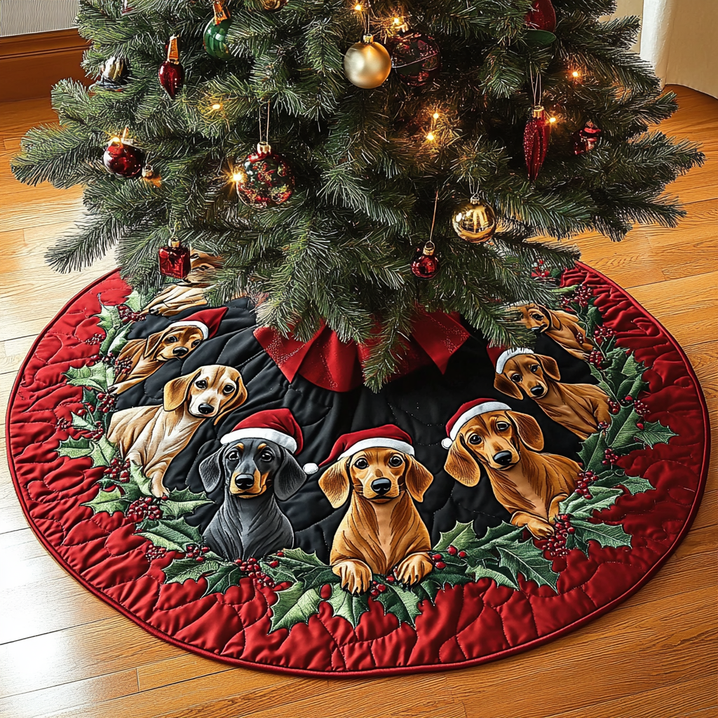 Dachshund Noel Christmas Quilted Tree Skirt NCU0DK1837