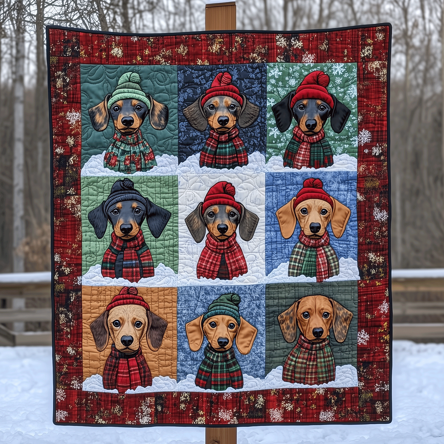 Dachshund Parade Art Quilt Hanging NCU0TH1584